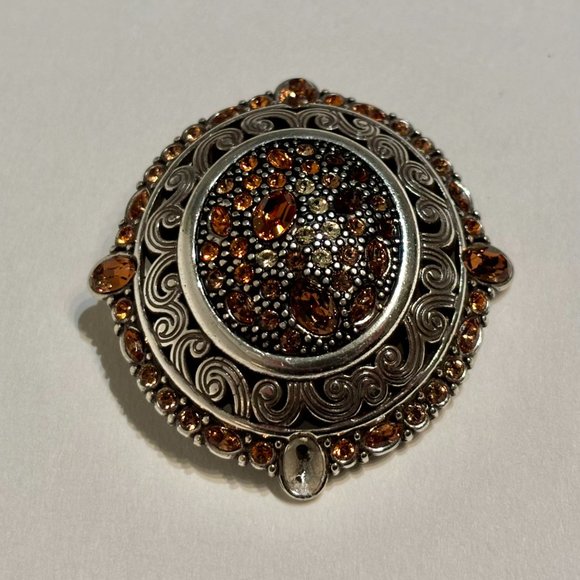 Brighton Jewelry - Brighton Crystal Voyage Pave Swarovski Crystals Oval Convertible Pendant Brooch